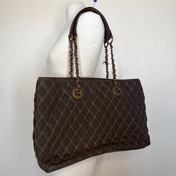Simply Vera Vera Wang Brown Cocoa Quilted Handbag Shoulder Bag - Picture 2 of 11